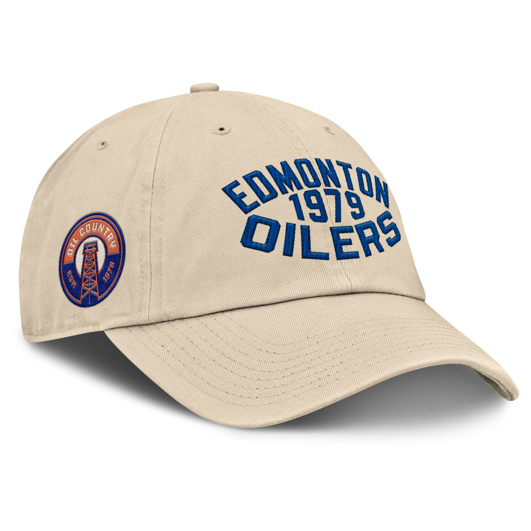 Edmonton Oilers Fanatics Cream Archer Alternate Logo Adjustable Hat