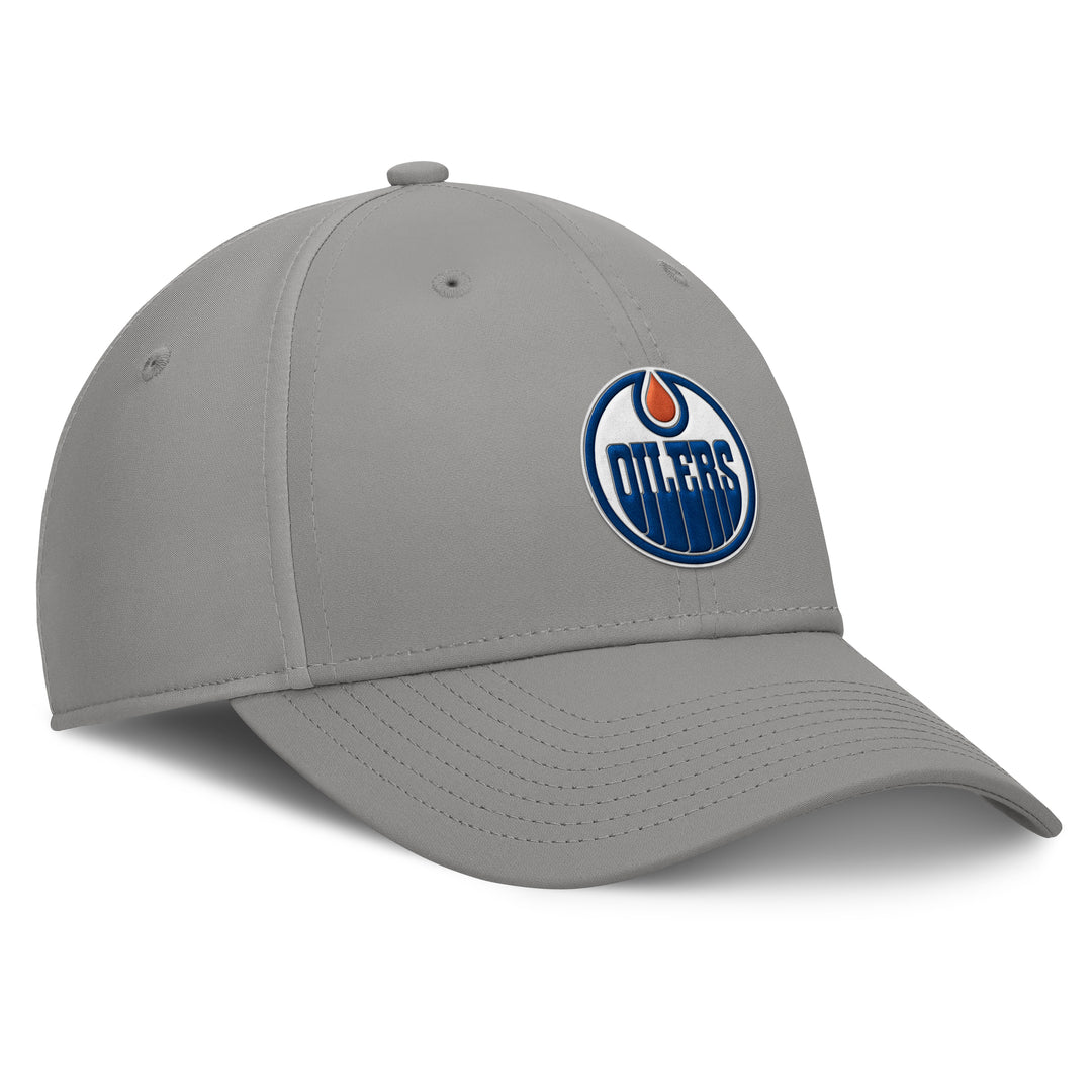 Edmonton Oilers Fanatics Patch Poly Grey Flex Fit Hat