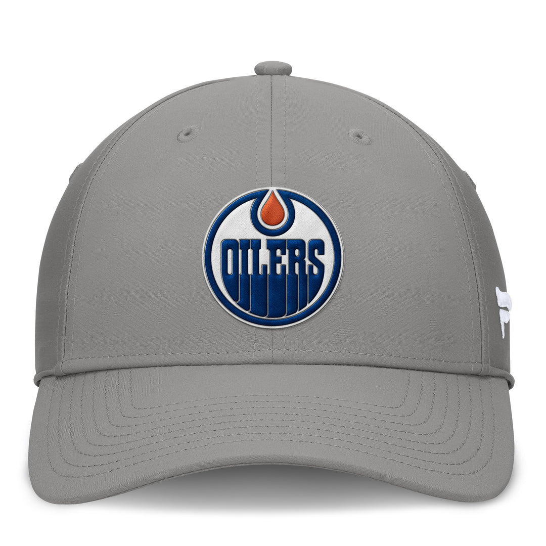 Edmonton Oilers Fanatics Patch Poly Grey Flex Fit Hat
