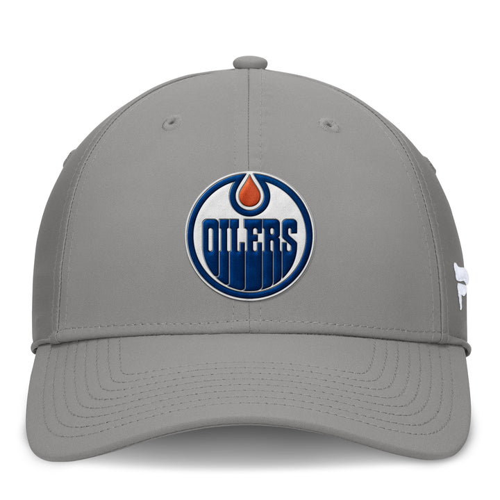 Edmonton Oilers Fanatics Patch Poly Grey Flex Fit Hat