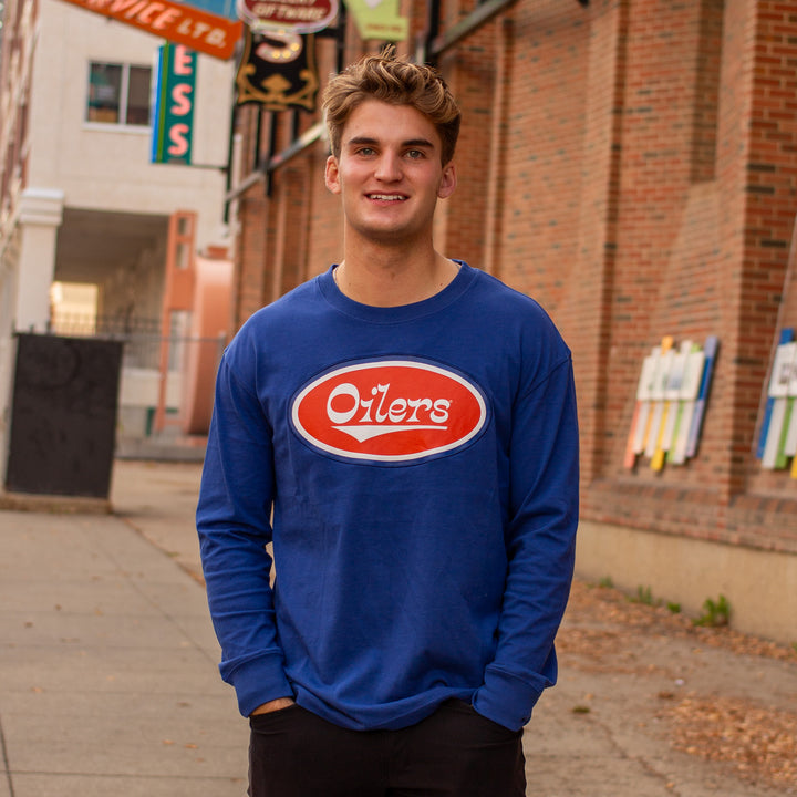 Edmonton Oilers Fanatics Rewind Heritage Blue Long Sleeve T-Shirt