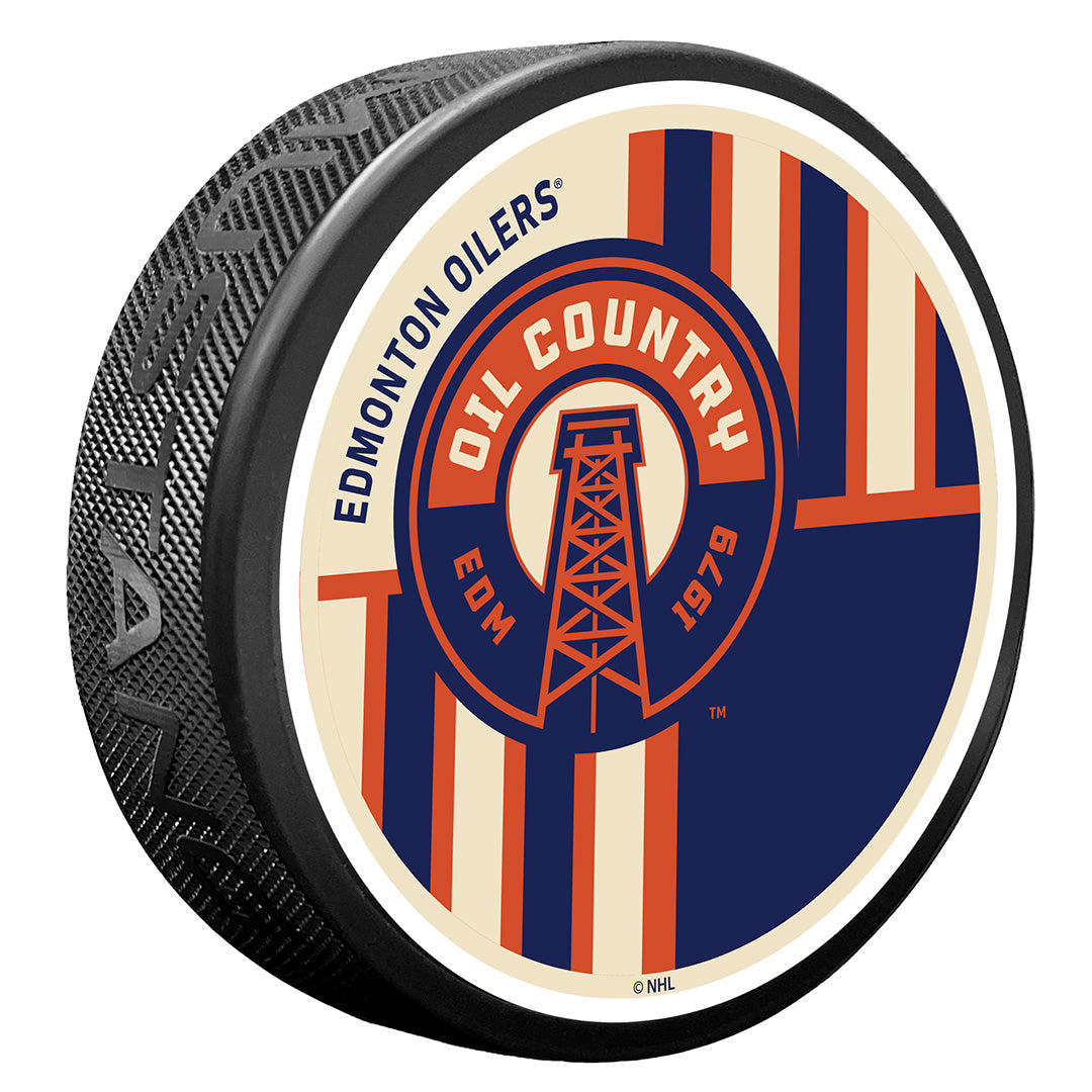 Edmonton Oilers Flag Secondary Alternate Logo Puck