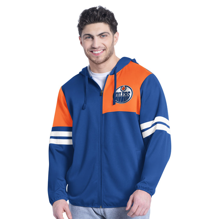 Edmonton Oilers G-III Royal & Orange Lateral Full-Zip Jacket