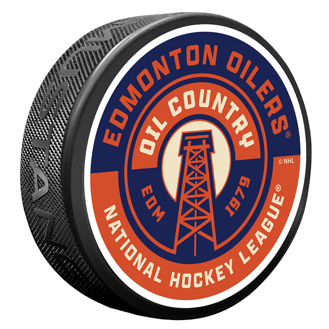 Edmonton Oilers Half and Half Secondary Alternate Logo Puck