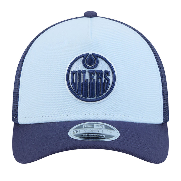 Edmonton Oilers Youth New Era Color Pack Sky Blue & Navy 9FORTY M-Crown Trucker Snapback Hat