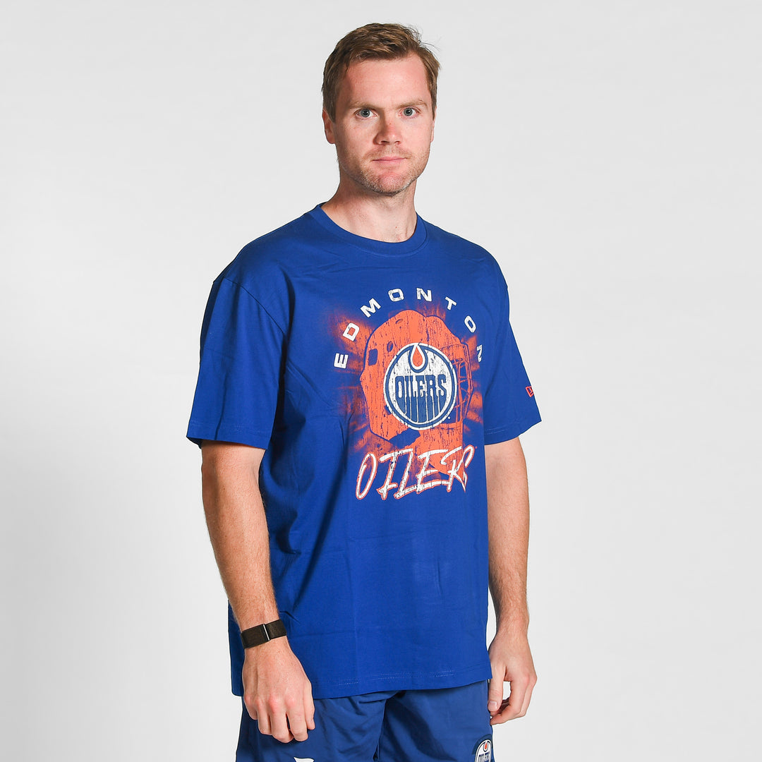 Edmonton Oilers New Era Goalie Graphic Royal Blue T-Shirt