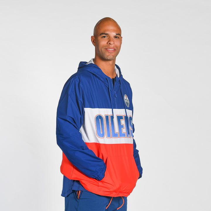 Edmonton Oilers New Era Royal & Orange Half-Zip Jacket