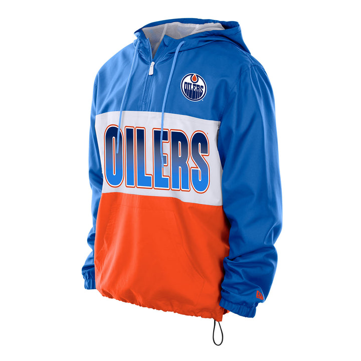 Edmonton Oilers New Era Royal & Orange Half-Zip Jacket