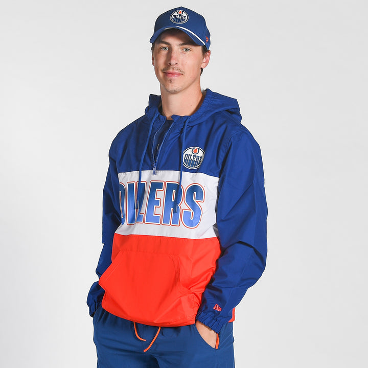 Edmonton Oilers New Era Royal & Orange Half-Zip Jacket