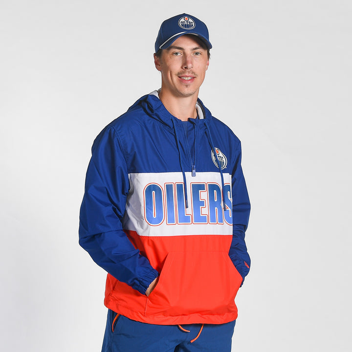 Edmonton Oilers New Era Royal & Orange Half-Zip Jacket