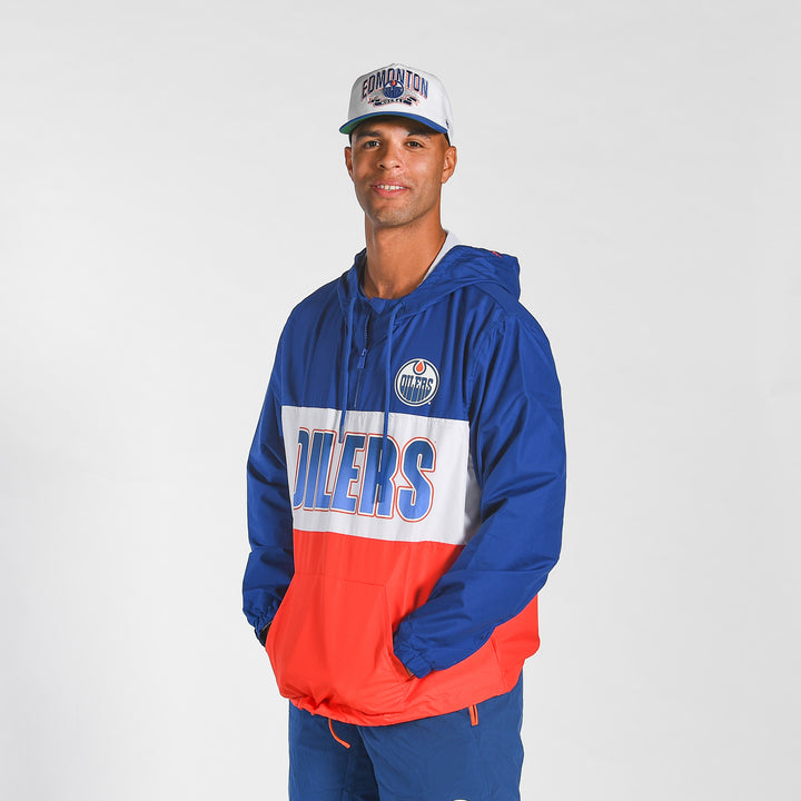 Edmonton Oilers New Era Royal & Orange Half-Zip Jacket