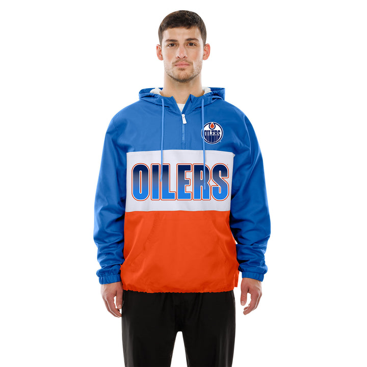 Edmonton Oilers New Era Royal & Orange Half-Zip Jacket