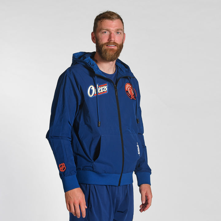Edmonton Oilers Pro Standard Alternate Logo Royal Windbreaker Jacket