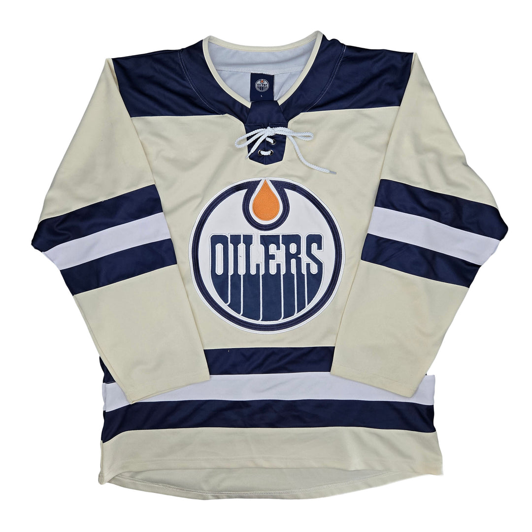 Edmonton Oilers Something Inked Cream Lacer Long Sleeve Jersey