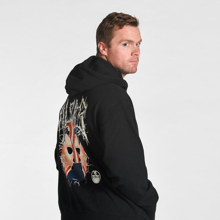 Edmonton Oilers Sport Design Sweden Black Goalie Mask Relaxed Hoodie