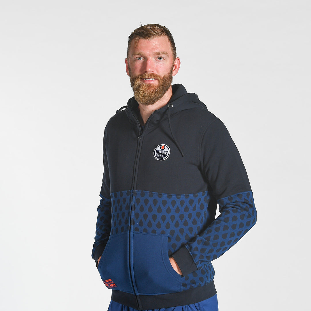 Edmonton Oilers Sport Design Sweden Block West Navy Full-Zip Hoodie