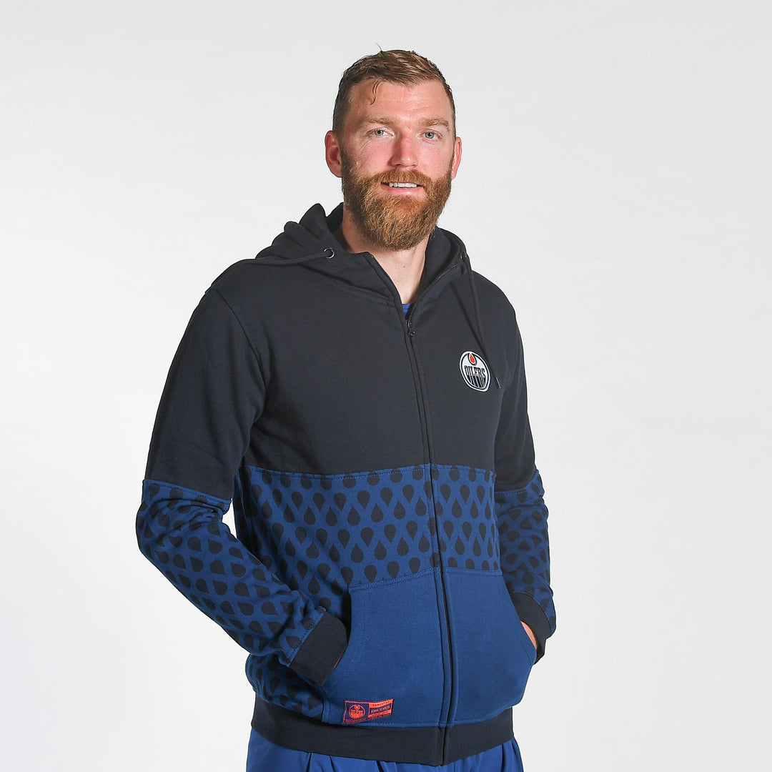 Edmonton Oilers Sport Design Sweden Block West Navy Full-Zip Hoodie