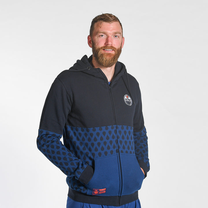 Edmonton Oilers Sport Design Sweden Block West Navy Full-Zip Hoodie
