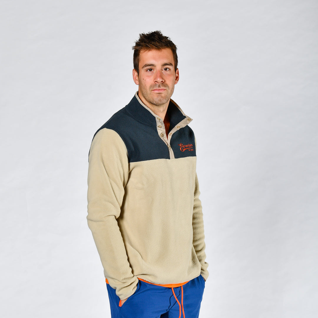 Edmonton Oilers Sport Design Sweden Cream Fleece Pullover Henley Top