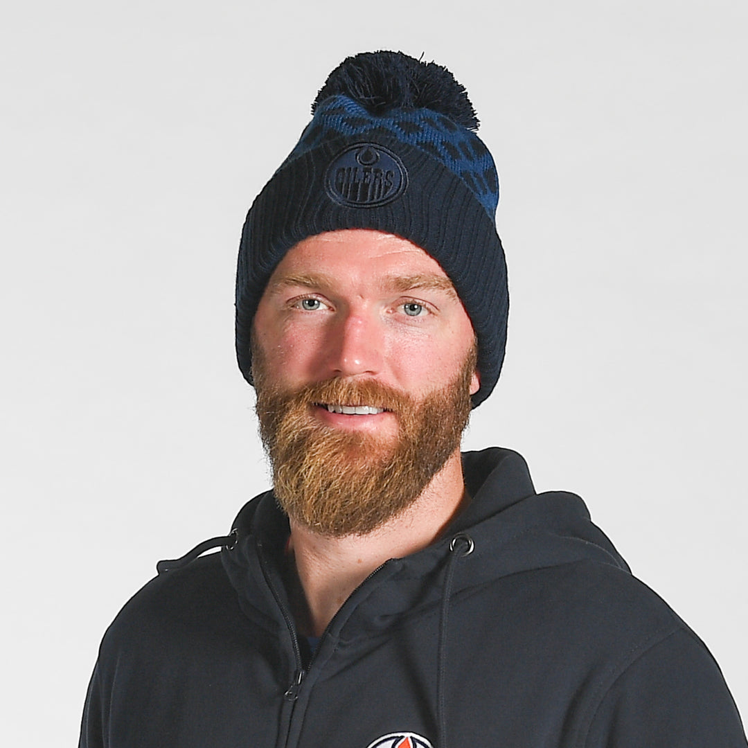 Edmonton Oilers Sport Design Sweden Navy Oil Drop Toque w/Pom