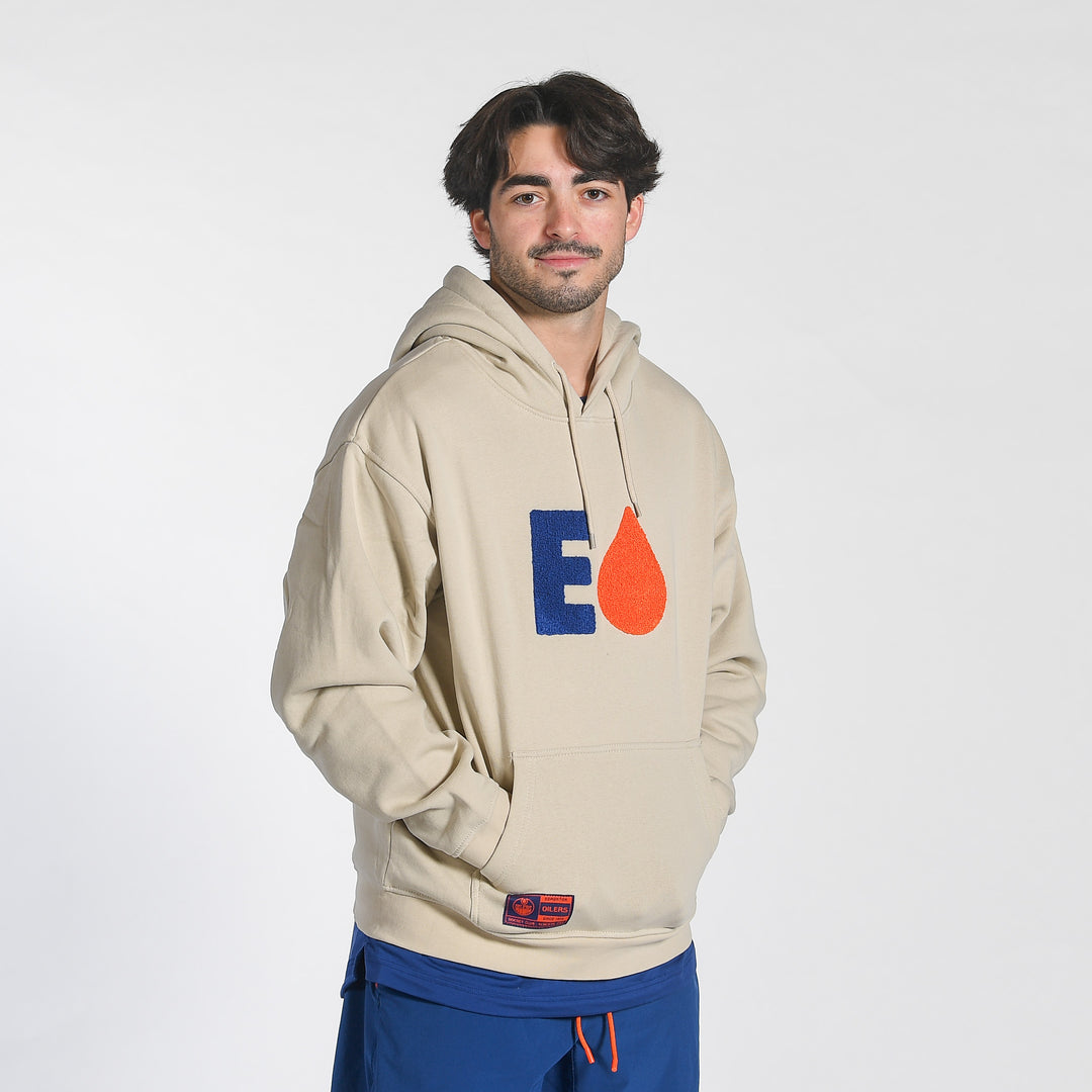 Edmonton Oilers Sport Design Sweden Sand Oil Drop Relaxed Hoodie