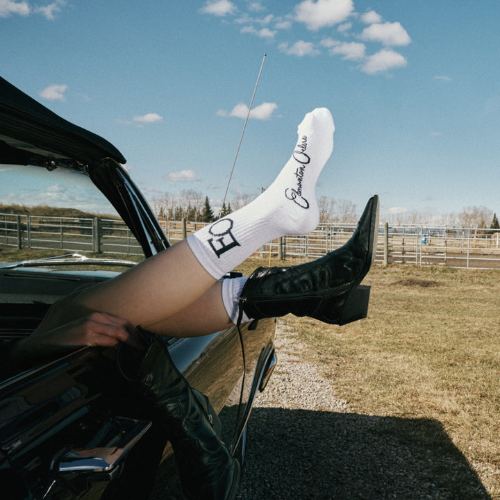 Edmonton Oilers Sports Club Atelier by Lauren McDavid White Everyday Crew Ankle Socks