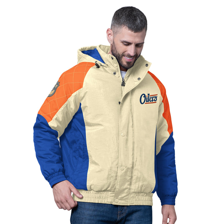 Edmonton Oilers Starter Cream Alternate Logo All Time Pro Jacket
