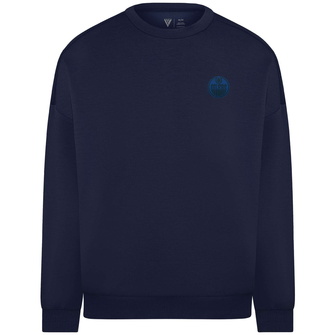Edmonton Oilers Unisex Levelwear Luxe Navy Crewneck Sweatshirt