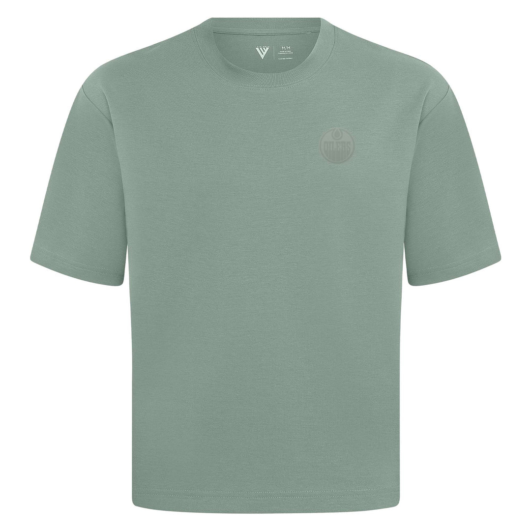Edmonton Oilers Unisex Levelwear Luxe Sage Green Knit T-Shirt