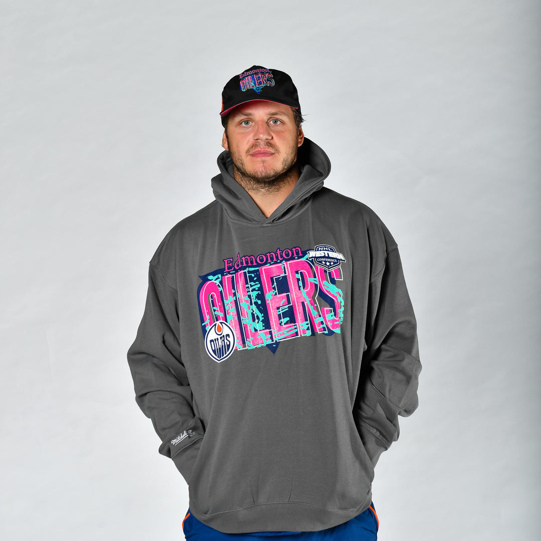 Edmonton Oilers Unisex Mitchell & Ness 90's Oversized Grey Hoodie