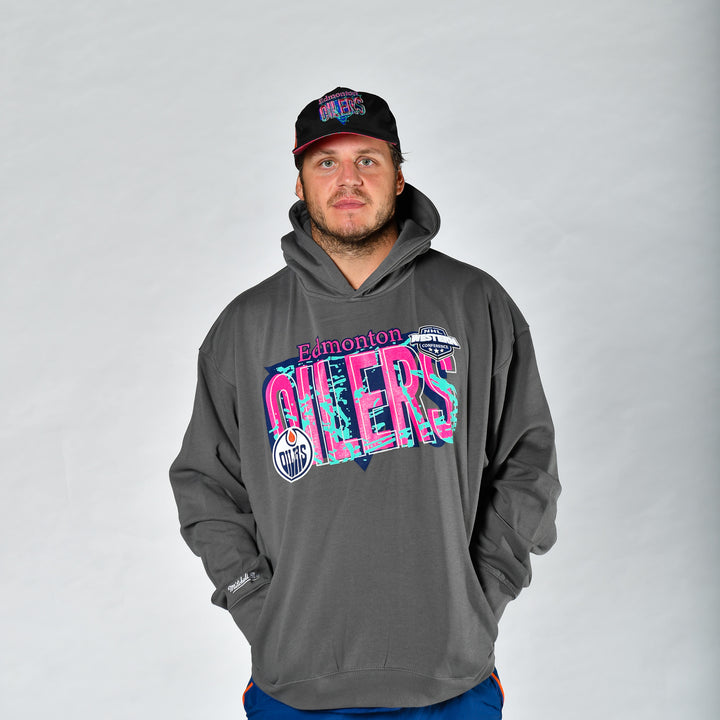 Edmonton Oilers Unisex Mitchell & Ness 90's Oversized Grey Hoodie