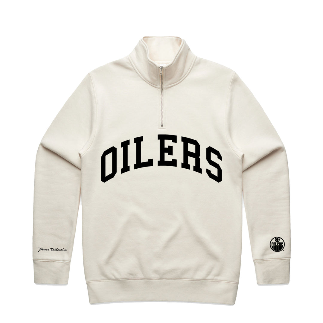 Edmonton Oilers Unisex Peace Collective Essentials Cream Half-Zip Sweatshirt