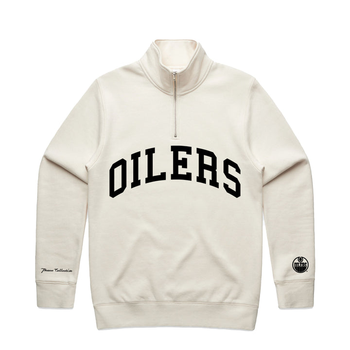 Edmonton Oilers Unisex Peace Collective Essentials Cream Half-Zip Sweatshirt