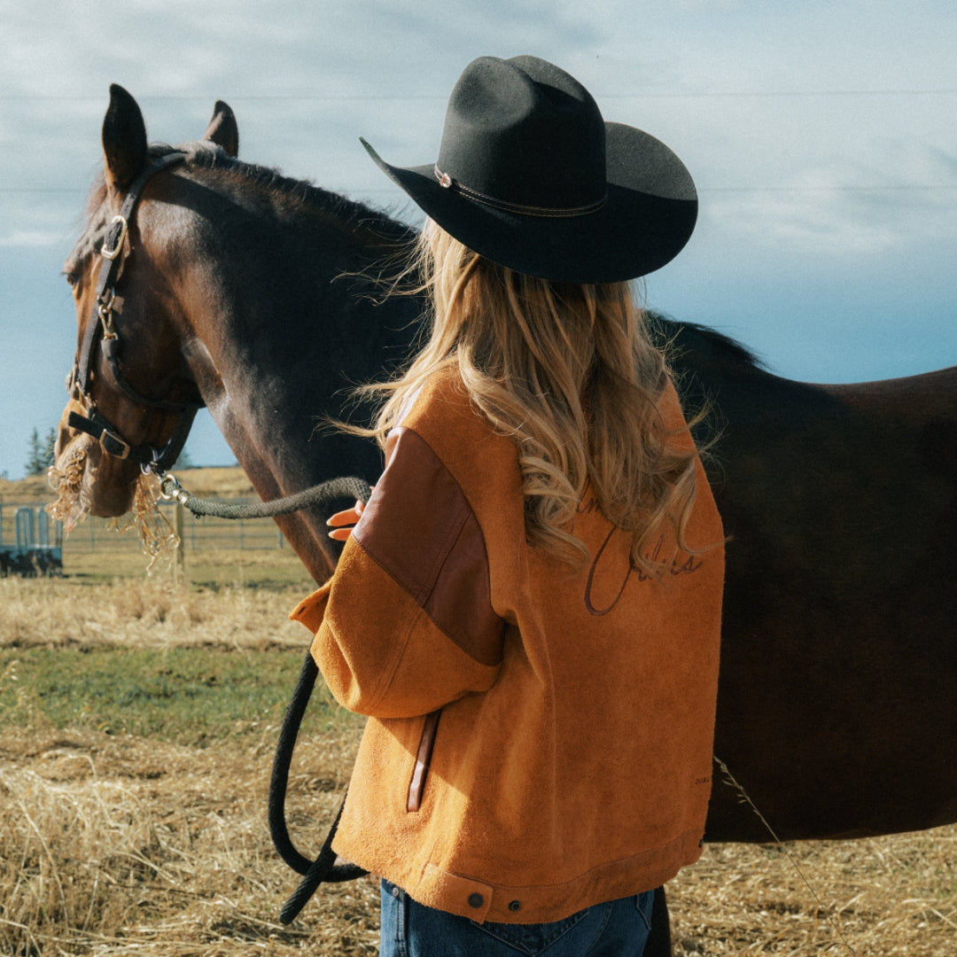 Edmonton Oilers Unisex Sports Club Atelier by Lauren McDavid Cognac Orange Modern Rancher Jacket
