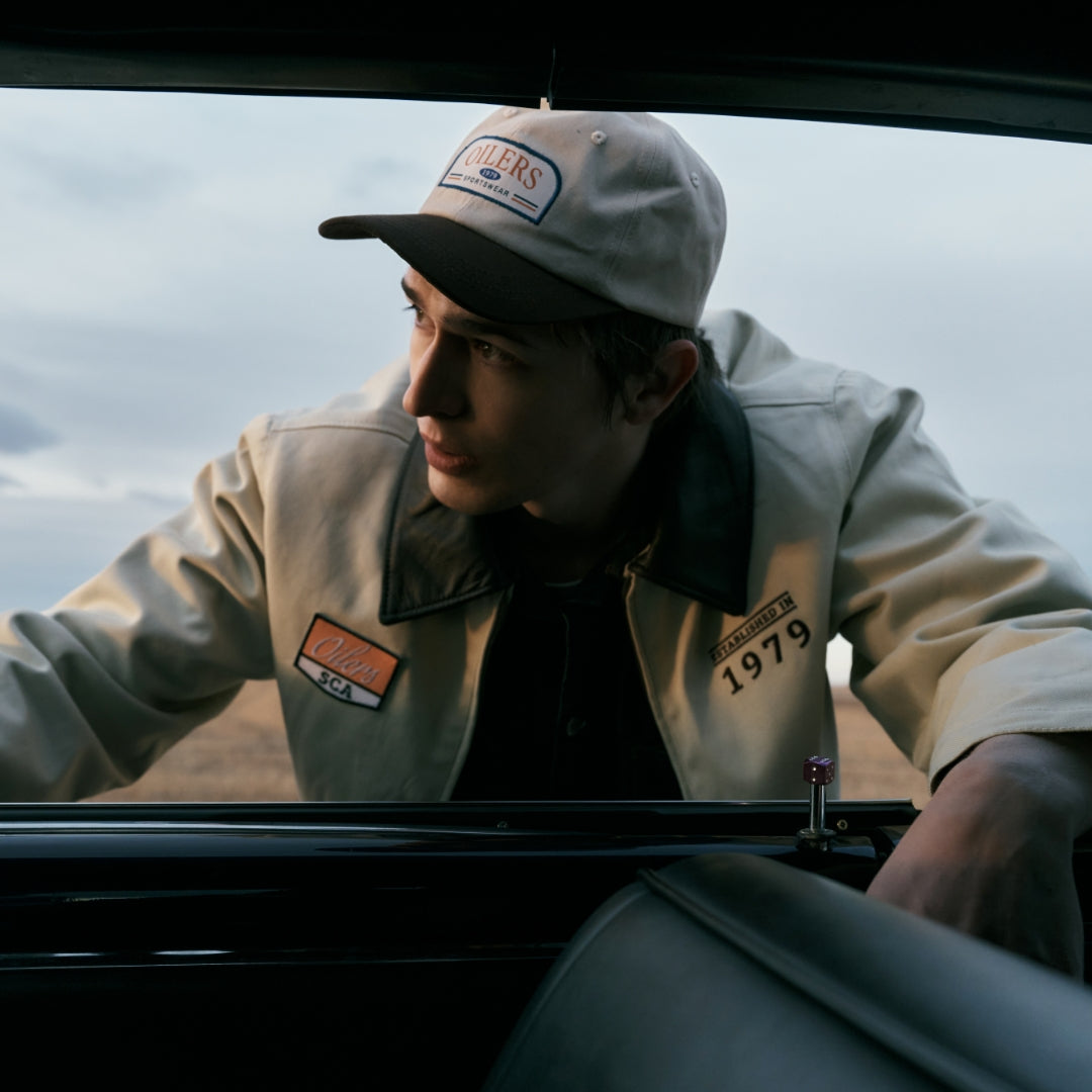 Edmonton Oilers Unisex Sports Club Atelier by Lauren McDavid Cream Canvas Utilitarian Jacket