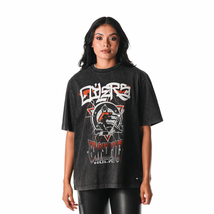 Edmonton Oilers Unisex The Wild Collective Concert Tee Washed Black T-Shirt