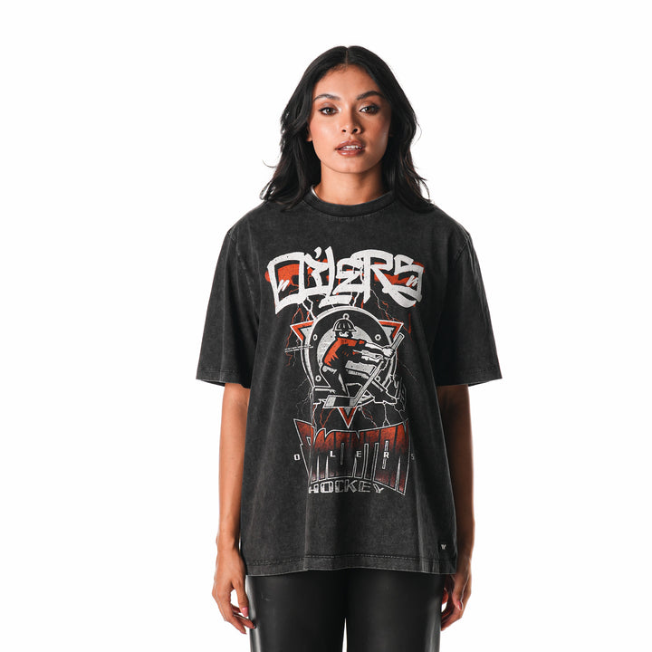 Edmonton Oilers Unisex The Wild Collective Concert Tee Washed Black T-Shirt