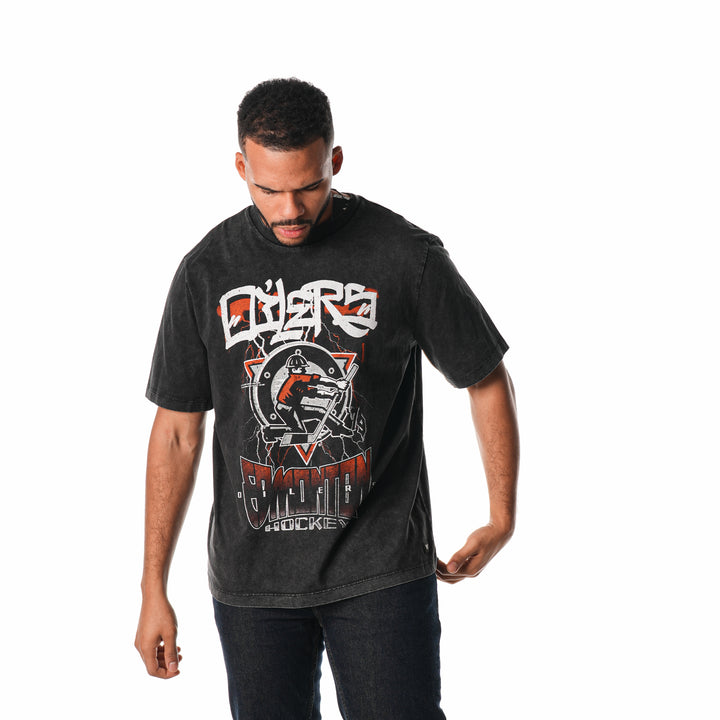 Edmonton Oilers Unisex The Wild Collective Concert Tee Washed Black T-Shirt