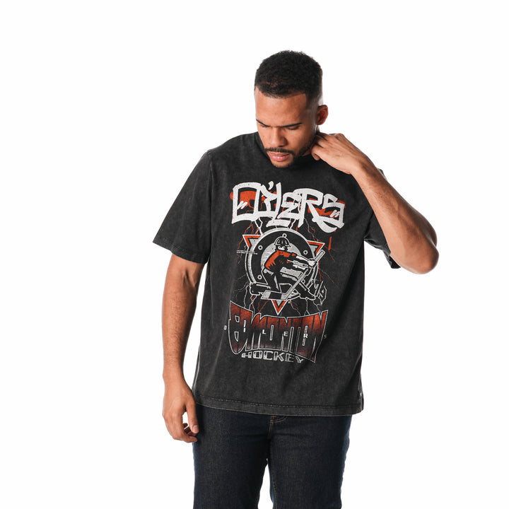 Edmonton Oilers Unisex The Wild Collective Concert Tee Washed Black T-Shirt