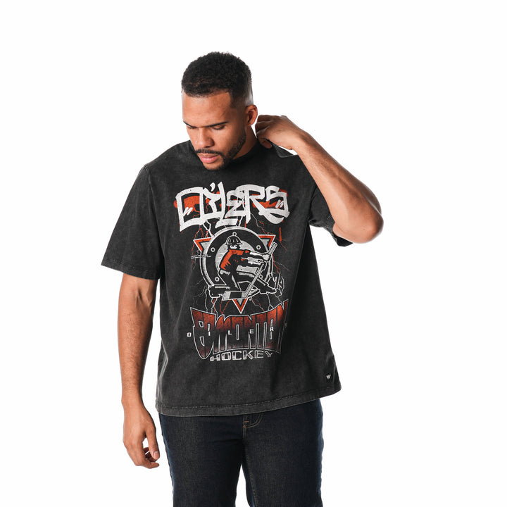Edmonton Oilers Unisex The Wild Collective Concert Tee Washed Black T-Shirt