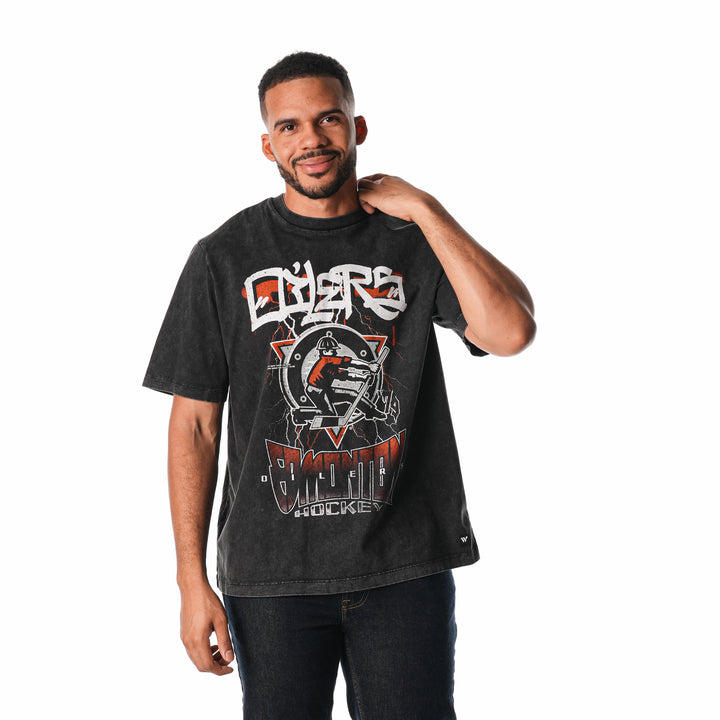 Edmonton Oilers Unisex The Wild Collective Concert Tee Washed Black T-Shirt