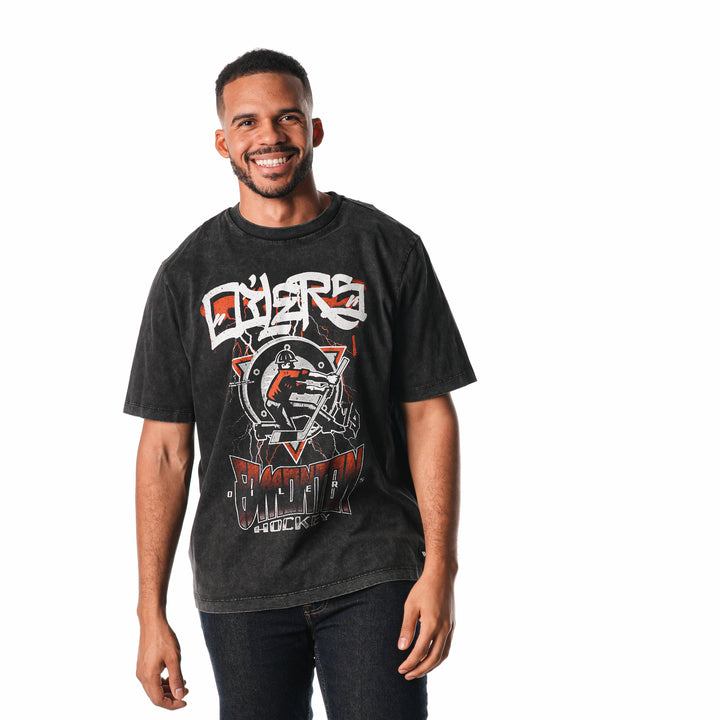 Edmonton Oilers Unisex The Wild Collective Concert Tee Washed Black T-Shirt