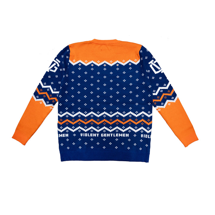 Edmonton Oilers Violent Gentlemen 2024 Christmas Holiday Blue Sweater
