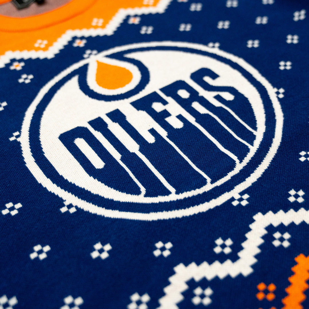Edmonton Oilers Violent Gentlemen 2024 Christmas Holiday Blue Sweater