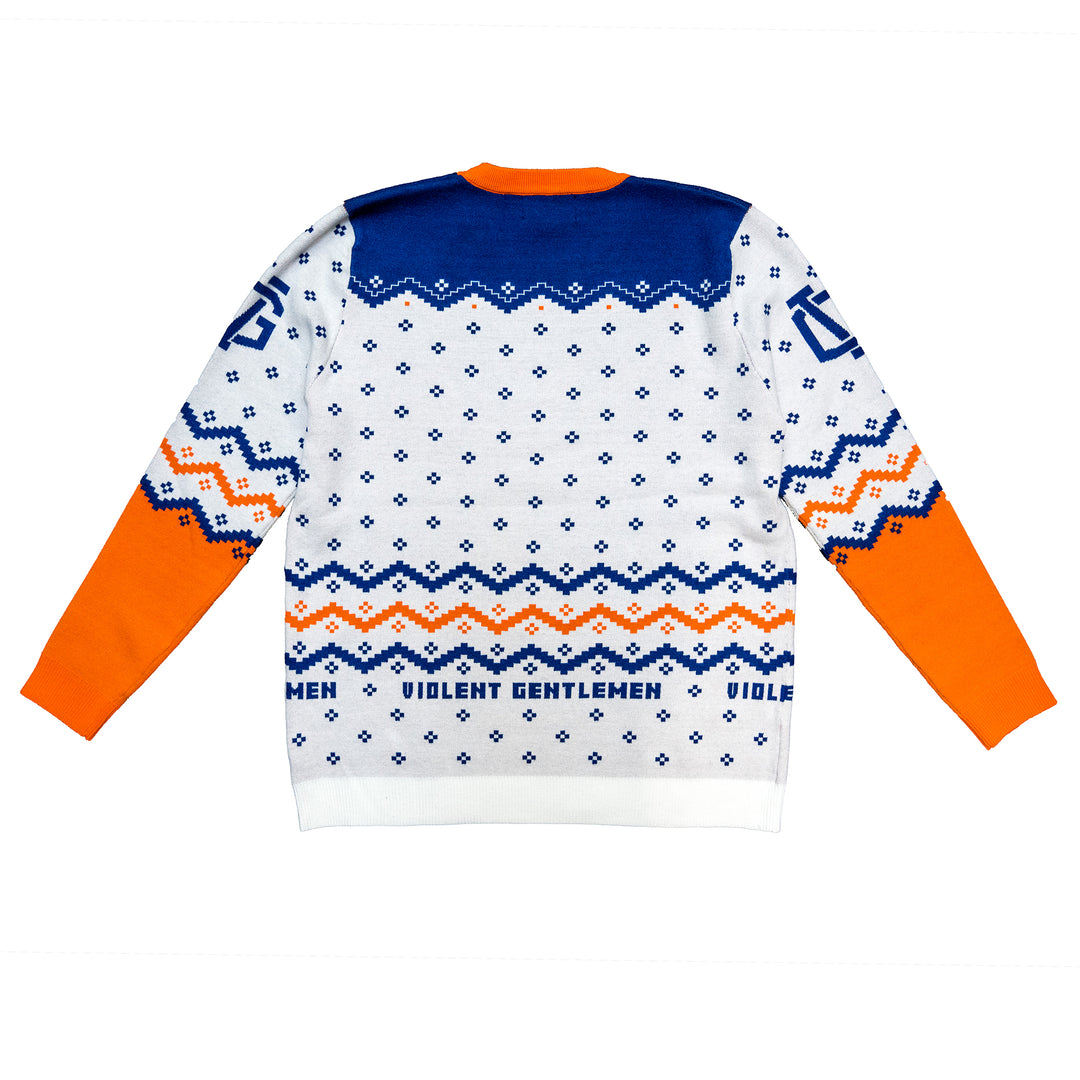 Edmonton Oilers Violent Gentlemen 2024 Christmas Holiday White Sweater