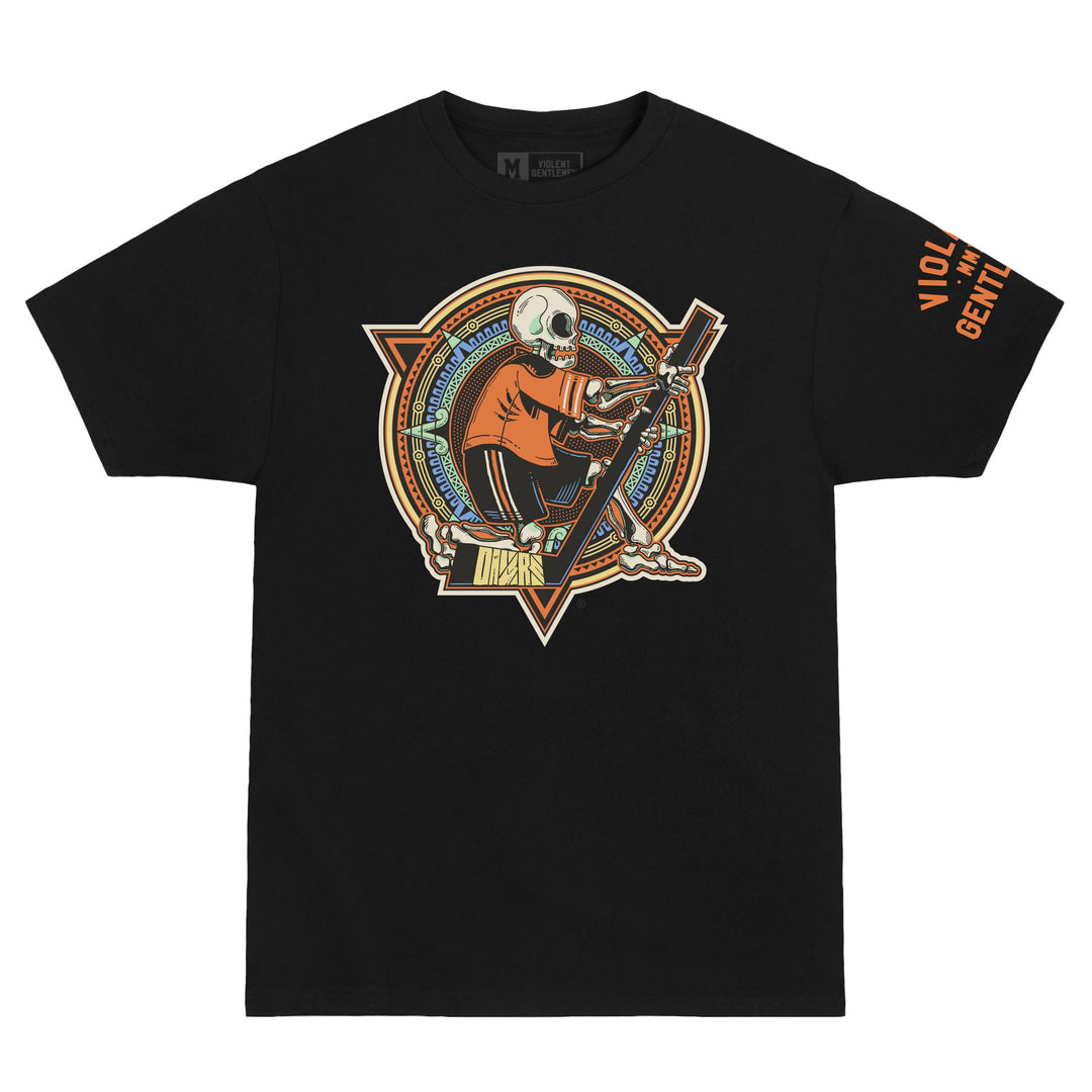 Edmonton Oilers Violent Gentlemen Dia de los Muertos (Day of the Dead) Skeleton Black T-Shirt