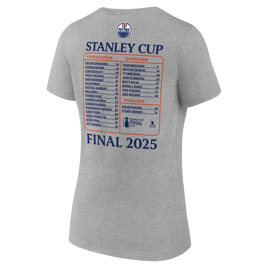 Edmonton Oilers Women's 2025 Stanley Cup Playoffs Fanatics Stanley Cup Final Roster T-Shirt