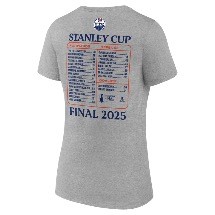 Edmonton Oilers Women's 2025 Stanley Cup Playoffs Fanatics Stanley Cup Final Roster T-Shirt