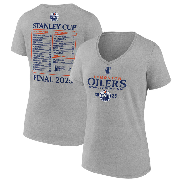 Edmonton Oilers Women's 2025 Stanley Cup Playoffs Fanatics Stanley Cup Final Roster T-Shirt
