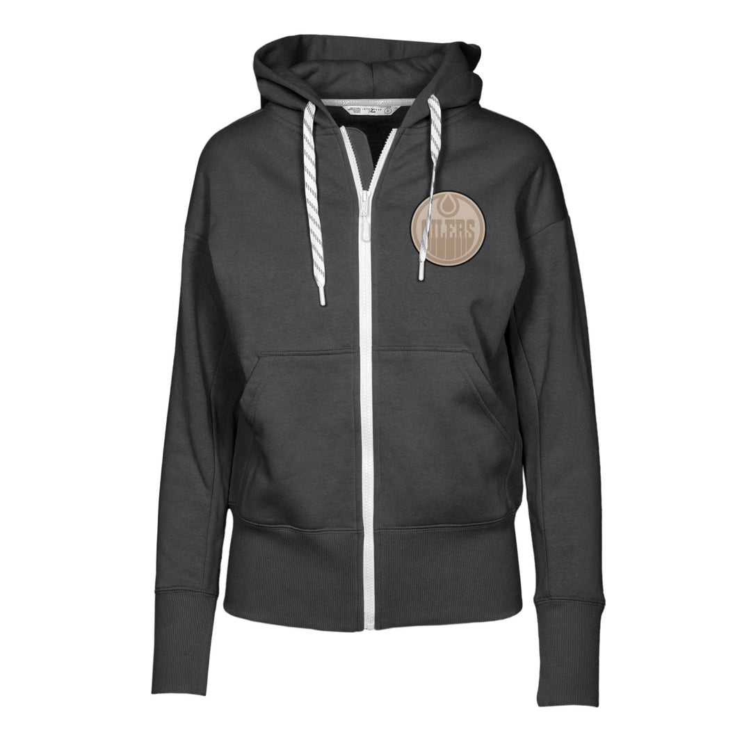 Edmonton Oilers Women's Levelwear Desert Shadow Black Gardinia Full-Zip Hoodie